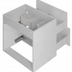 Furnidea Meuble sous vasque suspendu ESPERO blanc 60 cm - bande décorative dorée