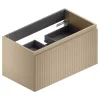 Ipiemme SRL Meuble sous vasque suspendu placage chêne clair strié l.90 x H.46,5 x P.50,5 cm pour évacuation centrale, Pura* Meuble Sous-Vasque