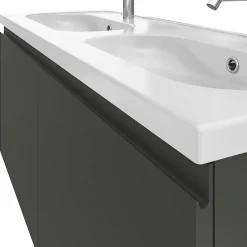 GoodHome Meuble sous vasque suspendu gris anthracite mat 4 tiroirs l.120 x H.48 x P.45 cm, Levanna* Meuble Sous-Vasque