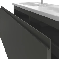 GoodHome Meuble sous vasque suspendu gris anthracite mat 4 tiroirs l.120 x H.48 x P.45 cm, Levanna* Meuble Sous-Vasque