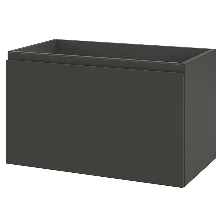GoodHome Meuble sous vasque suspendu gris anthracite mat 2 tiroirs l.80 x H.48 x P.45 cm Levanna* Meuble Sous-Vasque