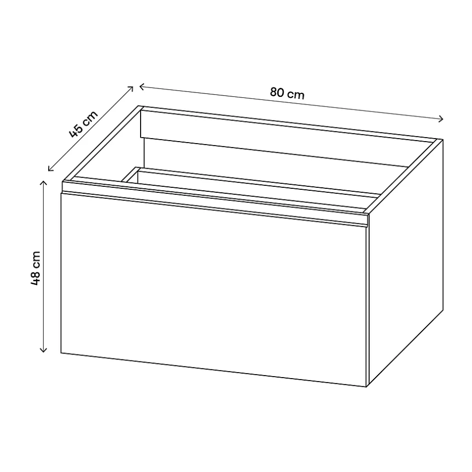 GoodHome Meuble sous vasque suspendu gris anthracite mat 2 tiroirs l.80 x H.48 x P.45 cm Levanna* Meuble Sous-Vasque