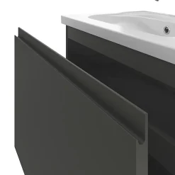 GoodHome Meuble sous vasque suspendu gris anthracite mat 2 tiroirs l.80 x H.48 x P.45 cm Levanna* Meuble Sous-Vasque