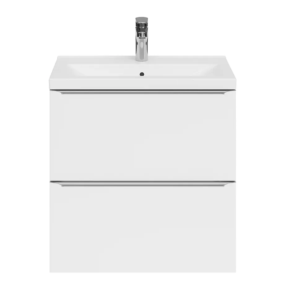 GoodHome Meuble sous vasque suspendu faible profondeur blanc brillant l.60 x H.60 x P.36 cm, Imandra