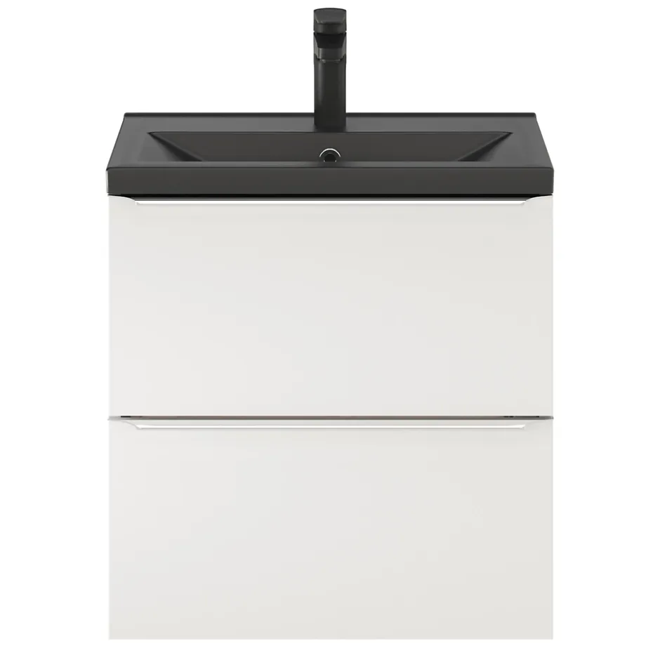 GoodHome Meuble sous vasque suspendu faible profondeur blanc brillant l.60 x H.60 x P.36 cm, Imandra