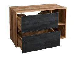 Vente-unique Meuble sous vasque suspendu coloris naturel et anthracite - 100 cm - TIKITIKI