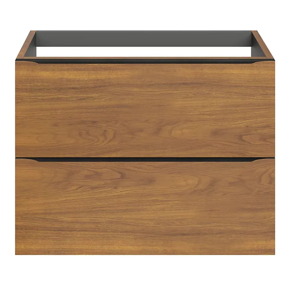 GoodHome Meuble sous vasque suspendu effet noyer l.80 x H.60 x P.45 cm, Imandra* Meuble Buanderie|Meuble De Salle De Bains Faible Profondeur