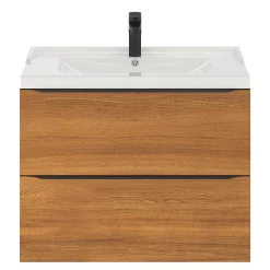 GoodHome Meuble sous vasque suspendu effet noyer l.80 x H.60 x P.45 cm, Imandra* Meuble Buanderie|Meuble De Salle De Bains Faible Profondeur