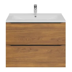 GoodHome Meuble sous vasque suspendu effet noyer l.80 x H.60 x P.45 cm, Imandra* Meuble Buanderie|Meuble De Salle De Bains Faible Profondeur