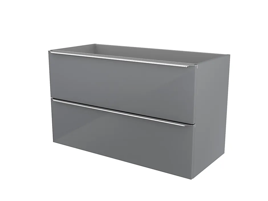 GoodHome Meuble sous vasque suspendu gris brillant l.100 x H.60 x P.45 cm, Imandra