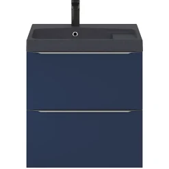 GoodHome Meuble sous vasque suspendu bleu nuit mat l.60 x H.60 x P.45 cm, Imandra* Meuble Buanderie|Meuble De Salle De Bains Faible Profondeur