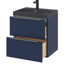 GoodHome Meuble sous vasque suspendu bleu nuit mat l.60 x H.60 x P.45 cm, Imandra* Meuble Buanderie|Meuble De Salle De Bains Faible Profondeur