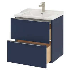 GoodHome Meuble sous vasque suspendu bleu nuit mat l.60 x H.60 x P.45 cm, Imandra* Meuble Buanderie|Meuble De Salle De Bains Faible Profondeur
