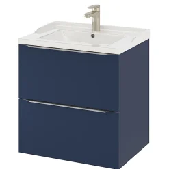 GoodHome Meuble sous vasque suspendu bleu nuit mat l.60 x H.60 x P.45 cm, Imandra* Meuble Buanderie|Meuble De Salle De Bains Faible Profondeur