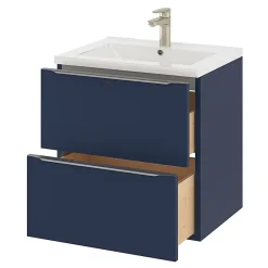 GoodHome Meuble sous vasque suspendu bleu nuit mat l.60 x H.60 x P.45 cm, Imandra* Meuble Buanderie|Meuble De Salle De Bains Faible Profondeur