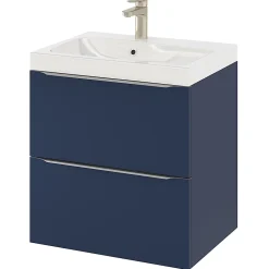 GoodHome Meuble sous vasque suspendu bleu nuit mat l.60 x H.60 x P.45 cm, Imandra* Meuble Buanderie|Meuble De Salle De Bains Faible Profondeur