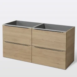 GoodHome Meuble sous vasque suspendu effet chêne l.120 x H.60 x P.45 cm, Imandra* Meuble Buanderie|Meuble Sous-Vasque
