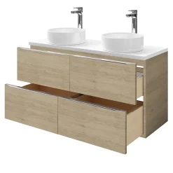 GoodHome Meuble sous vasque suspendu effet chêne l.120 x H.60 x P.45 cm, Imandra* Meuble Buanderie|Meuble Sous-Vasque