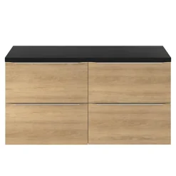 GoodHome Meuble sous vasque suspendu effet chêne l.120 x H.60 x P.45 cm, Imandra* Meuble Buanderie|Meuble Sous-Vasque