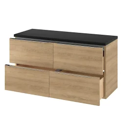 GoodHome Meuble sous vasque suspendu effet chêne l.120 x H.60 x P.45 cm, Imandra* Meuble Buanderie|Meuble Sous-Vasque
