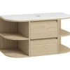 Homcom Meuble sous vasque suspendu design tiroirs étagères - dim. 90L x 45P x 46H cm - effet bois clair* Meuble Sous-Vasque
