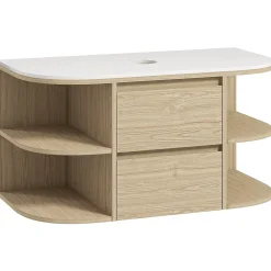 Homcom Meuble sous vasque suspendu design tiroirs étagères - dim. 90L x 45P x 46H cm - effet bois clair* Meuble Sous-Vasque
