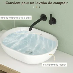 Homcom Meuble sous vasque suspendu design tiroirs étagères - dim. 90L x 45P x 46H cm - effet bois clair* Meuble Sous-Vasque