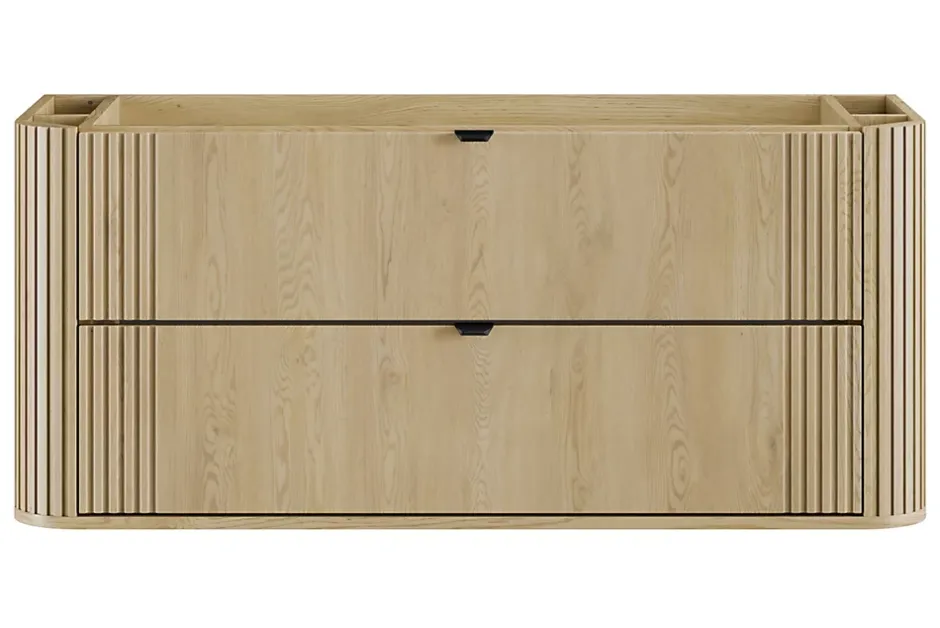 Furnidea Meuble sous vasque suspendu OVALIA - 2 tiroirs chêne 120 cm