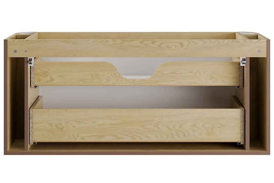 Furnidea Meuble sous vasque suspendu OVALIA - 2 tiroirs chêne 120 cm