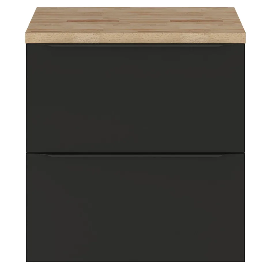GoodHome Meuble sous vasque suspendu noir mat l.60 x H.60 x P.45 cm, Imandra