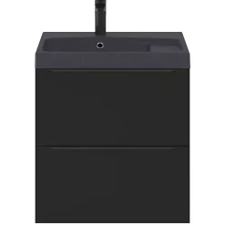 GoodHome Meuble sous vasque suspendu noir mat l.60 x H.60 x P.45 cm, Imandra