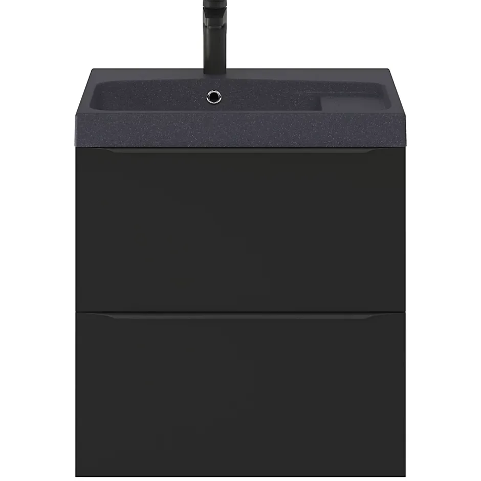 GoodHome Meuble sous vasque suspendu noir mat l.60 x H.60 x P.45 cm, Imandra