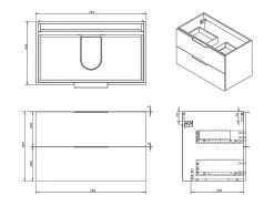 Vente-unique Meuble sous vasque suspendu - Naturel clair - 80 cm - NISAYA* Meuble Sous-Vasque