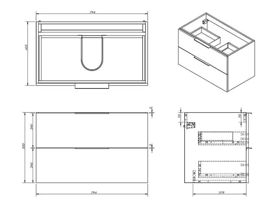 Vente-unique Meuble sous vasque suspendu - Naturel clair - 80 cm - NISAYA* Meuble Sous-Vasque