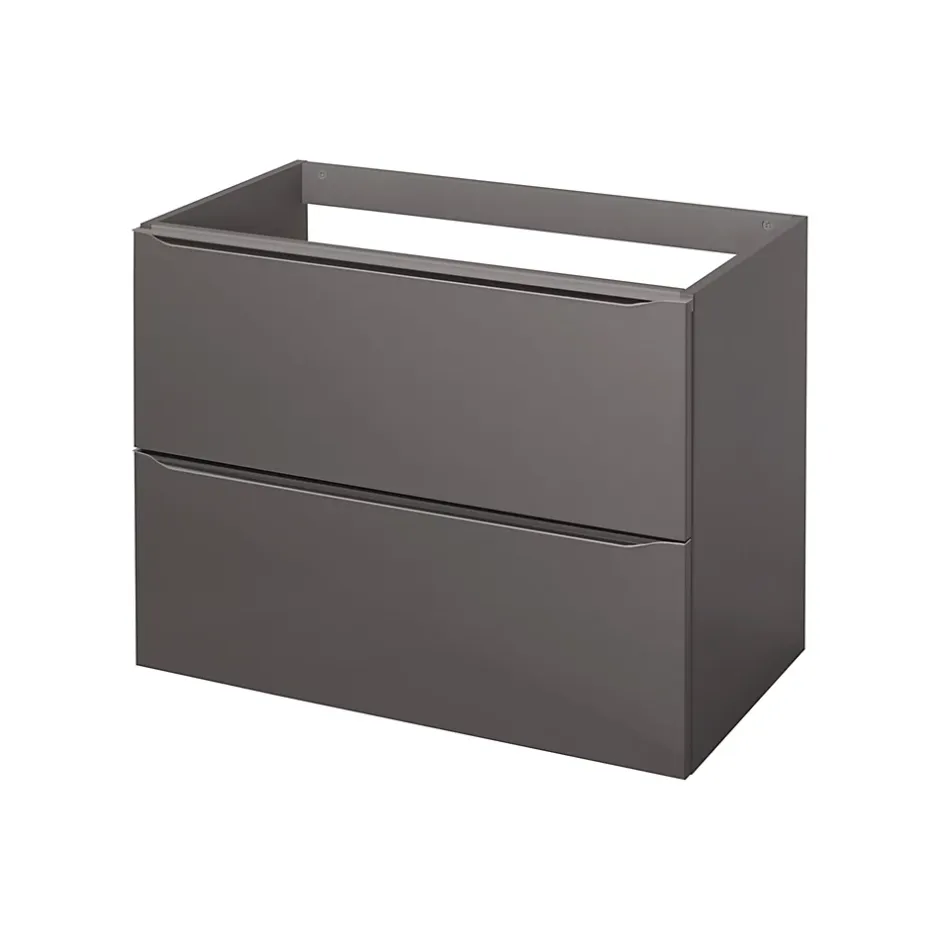 GoodHome Meuble sous vasque suspendu gris taupe brillant l.80 x H.60 x P.45 cm, Imandra