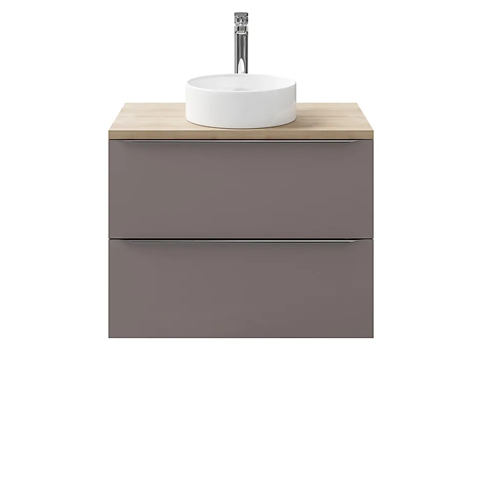 GoodHome Meuble sous vasque suspendu gris taupe brillant l.80 x H.60 x P.45 cm, Imandra