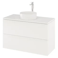 GoodHome Meuble sous vasque suspendu blanc mat l.100 x H.60 x P.45 cm, Imandra