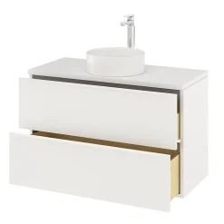 GoodHome Meuble sous vasque suspendu blanc mat l.100 x H.60 x P.45 cm, Imandra