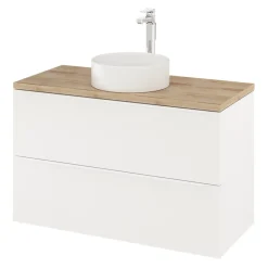 GoodHome Meuble sous vasque suspendu blanc mat l.100 x H.60 x P.45 cm, Imandra
