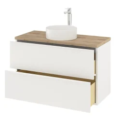 GoodHome Meuble sous vasque suspendu blanc mat l.100 x H.60 x P.45 cm, Imandra