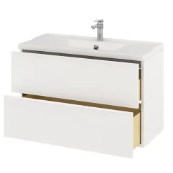 GoodHome Meuble sous vasque suspendu blanc mat l.100 x H.60 x P.45 cm, Imandra