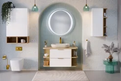 Furnidea Meuble sous vasque suspendu ASTER blanc 80 cm* Meuble Sous Lavabo