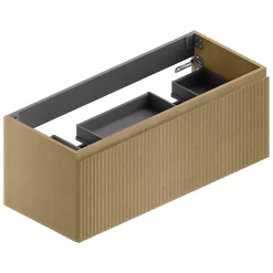 Ipiemme SRL Meuble sous vasque suspendu placage chêne miel strié l.120 x H.46,5 x P.50,5 cm pour double vasque, Pura+* Meuble Sous-Vasque
