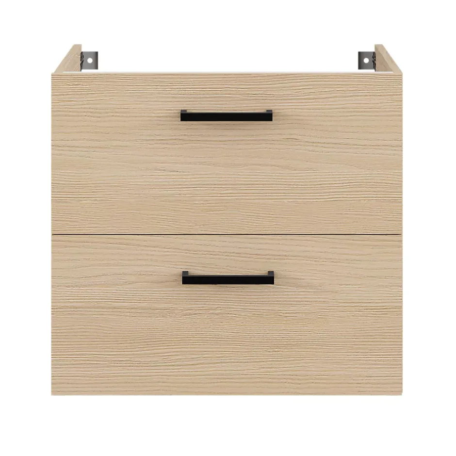 Meuble sous vasque suspendu effet chêne 2 tiroirs l.60 x H.55 x P.45 cm, Opah* Meuble Buanderie|Meuble Sous-Vasque