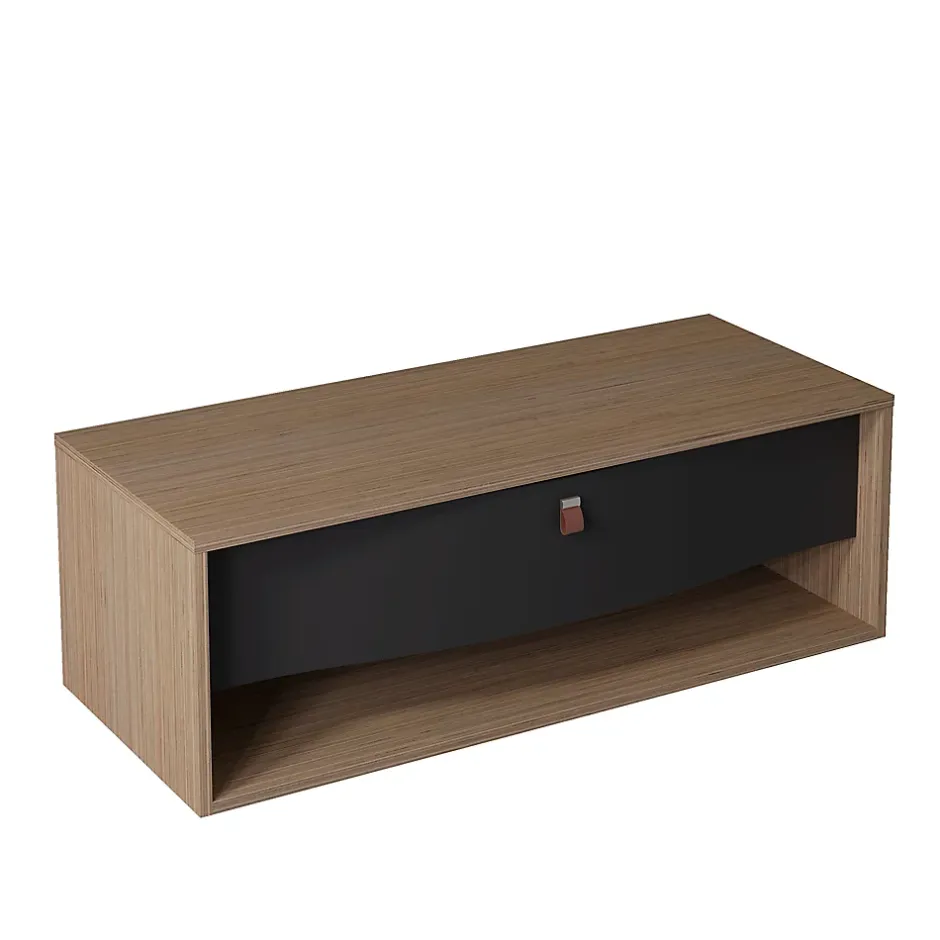 Decotec Meuble sous vasque suspendu noir mat 1 tiroir l.120 x H.40 x P.50 cm, Havana