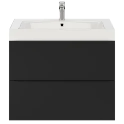 GoodHome Meuble sous vasque suspendu noir mat l.80 x H.60 x P.45 cm, Imandra* Meuble Buanderie|Meuble De Salle De Bains Faible Profondeur