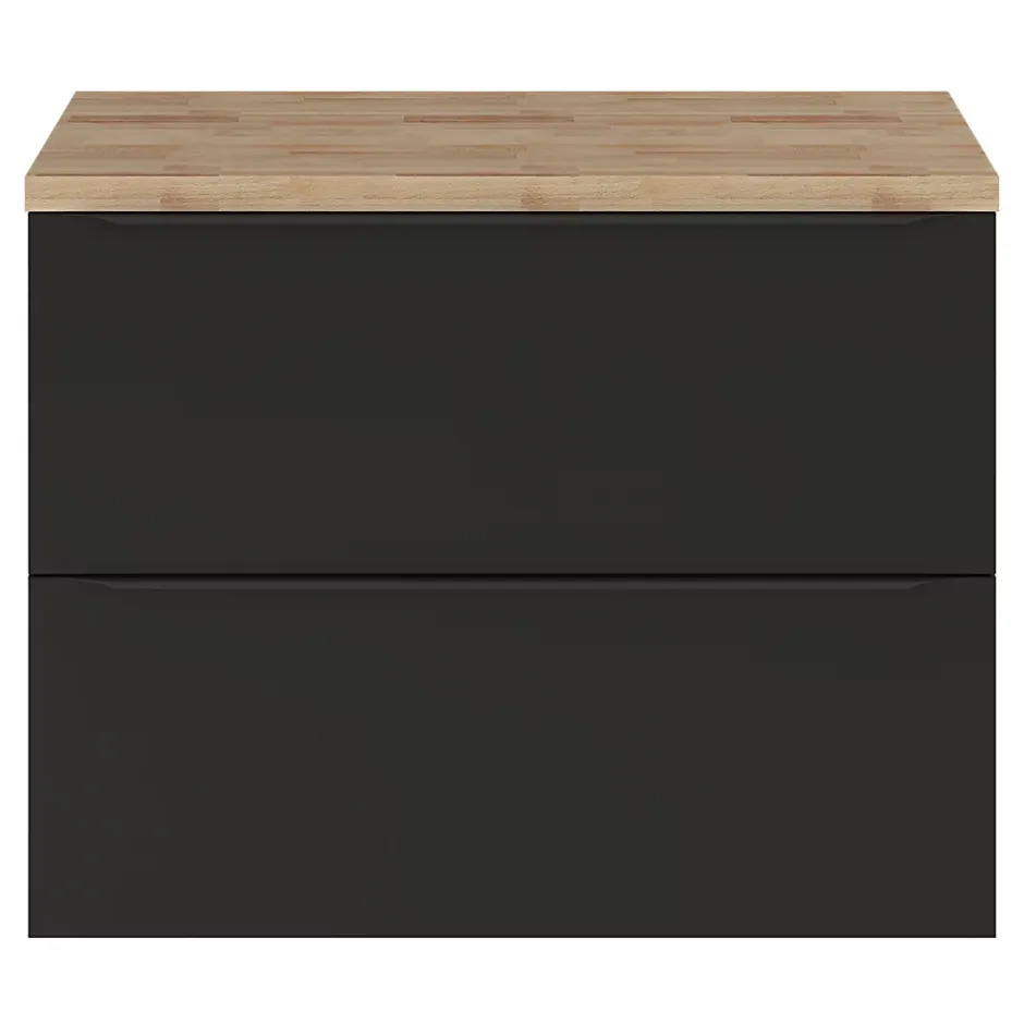 GoodHome Meuble sous vasque suspendu noir mat l.80 x H.60 x P.45 cm, Imandra* Meuble Buanderie|Meuble De Salle De Bains Faible Profondeur