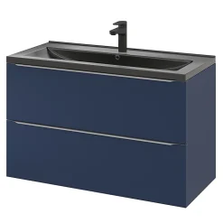 GoodHome Meuble sous vasque suspendu bleu nuit mat l.100 x H.60 x P.45 cm, Imandra