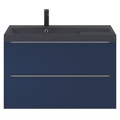 GoodHome Meuble sous vasque suspendu bleu nuit mat l.100 x H.60 x P.45 cm, Imandra