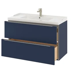 GoodHome Meuble sous vasque suspendu bleu nuit mat l.100 x H.60 x P.45 cm, Imandra